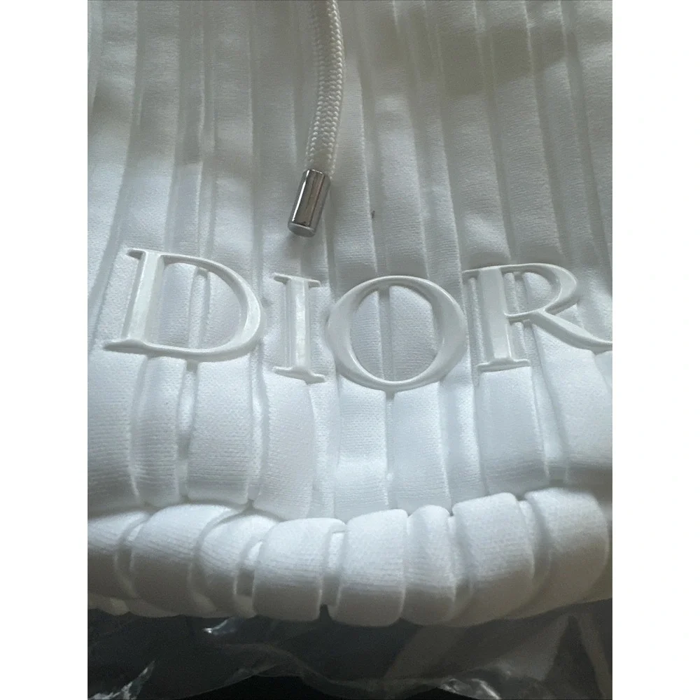 Dior Beauty Parfums Lot Of 2 Pouches Limited White Gold & Drawstring Embroidered